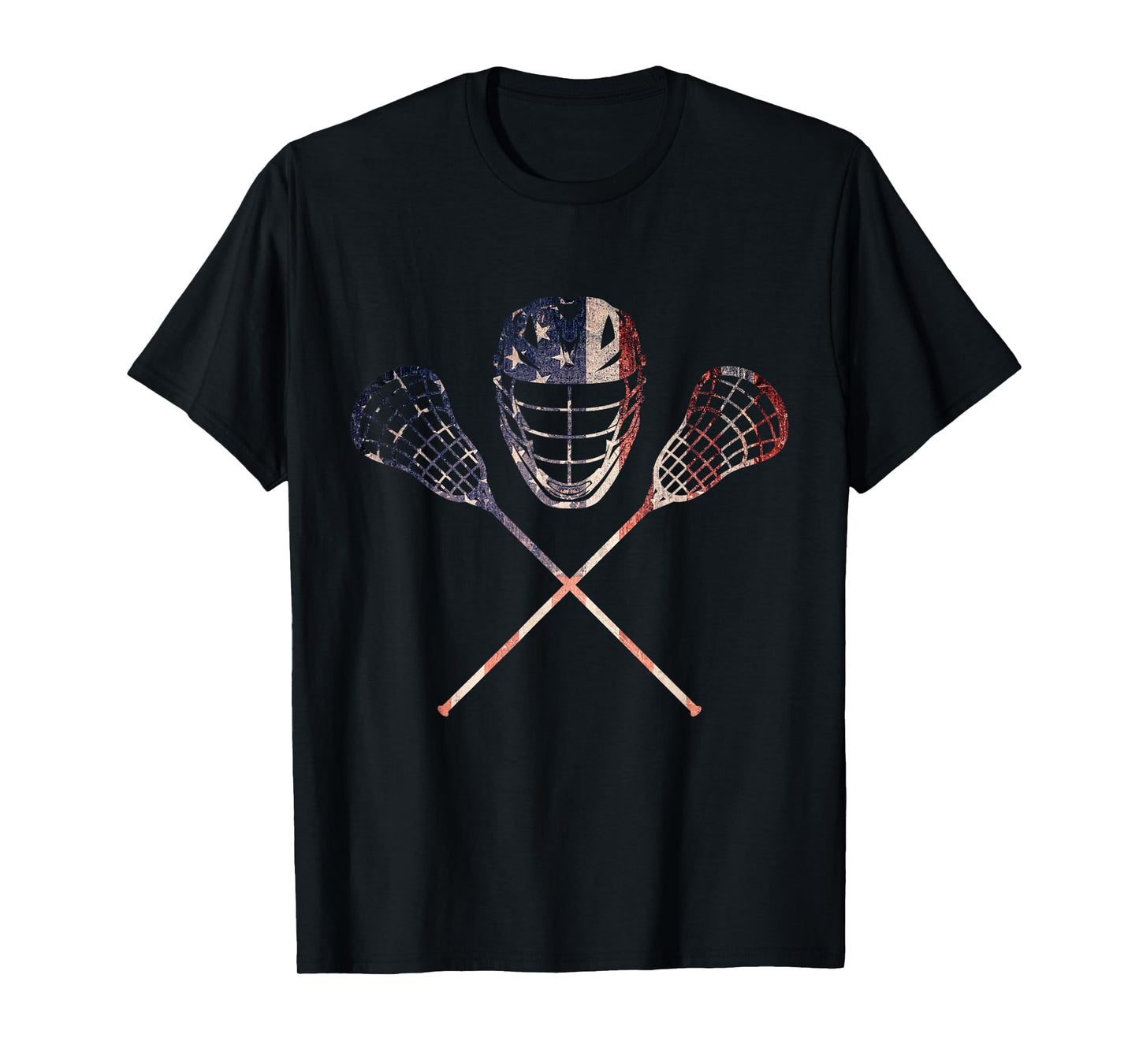 Vintage Lacrosse American Flag Lax Helmet Sticks 4th Of July T-Shirt