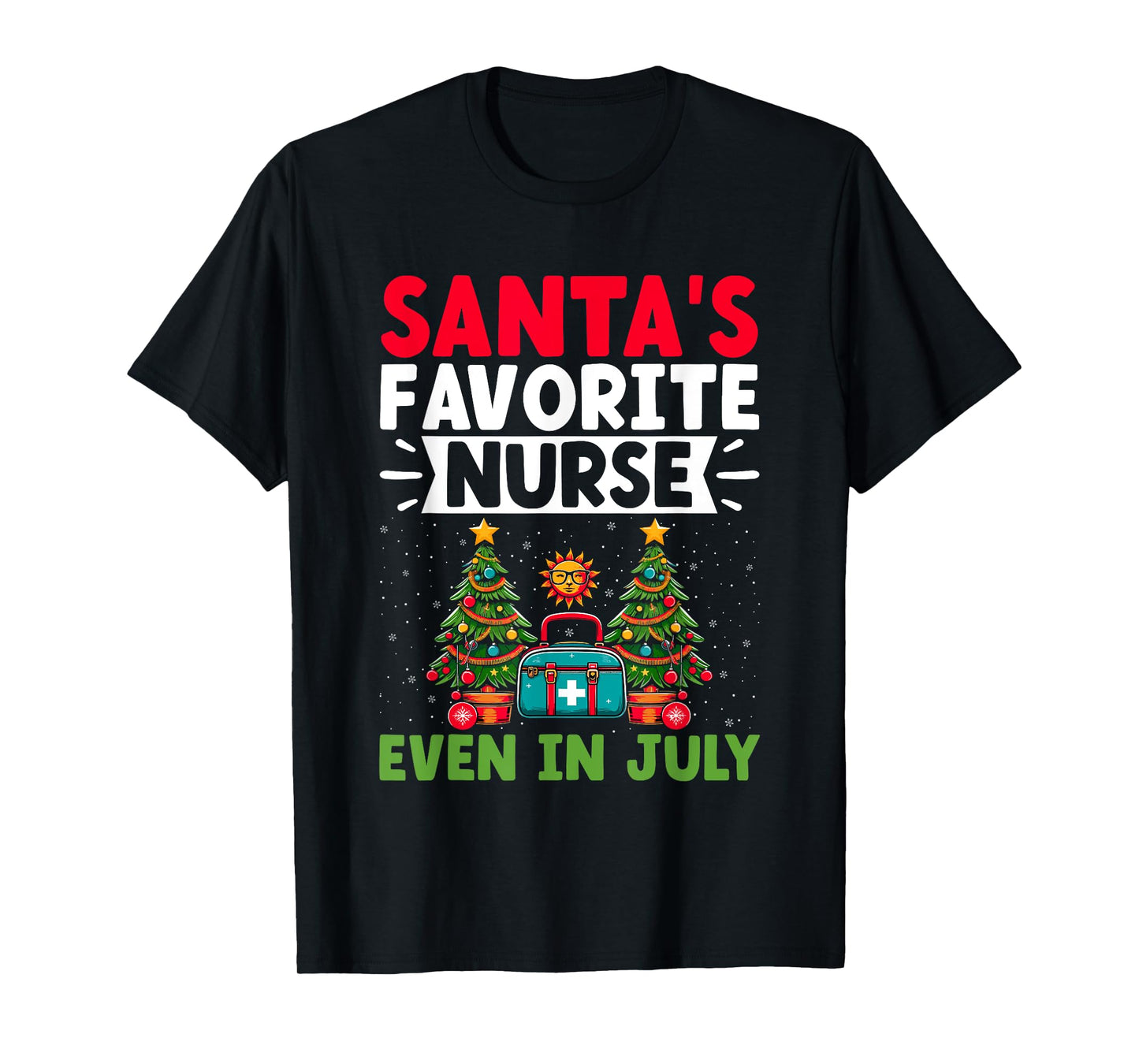 Christmas In July Nurse Santa Hat Summer Medical RN T-Shirt