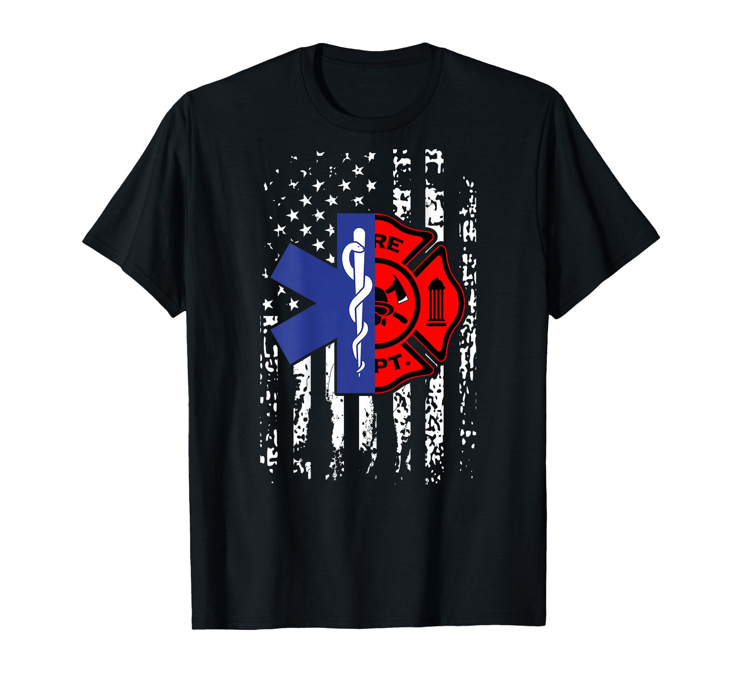 EMT Firefighter Shirt Firefighter American Flag Back Print Women Girls Kids Men T-Shirt