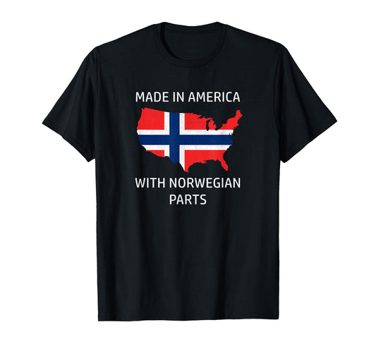 Made in America with Norwegian Parts - Norway and USA Pride T-Shirt