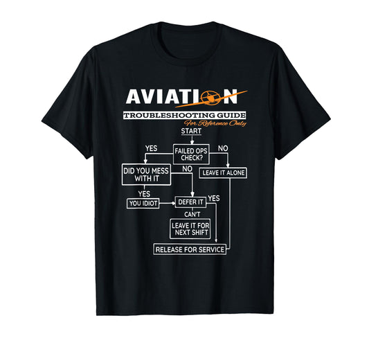 Airplane Pilot T-Shirt Funny Pilot Troubleshooting Guide Tee T-Shirt