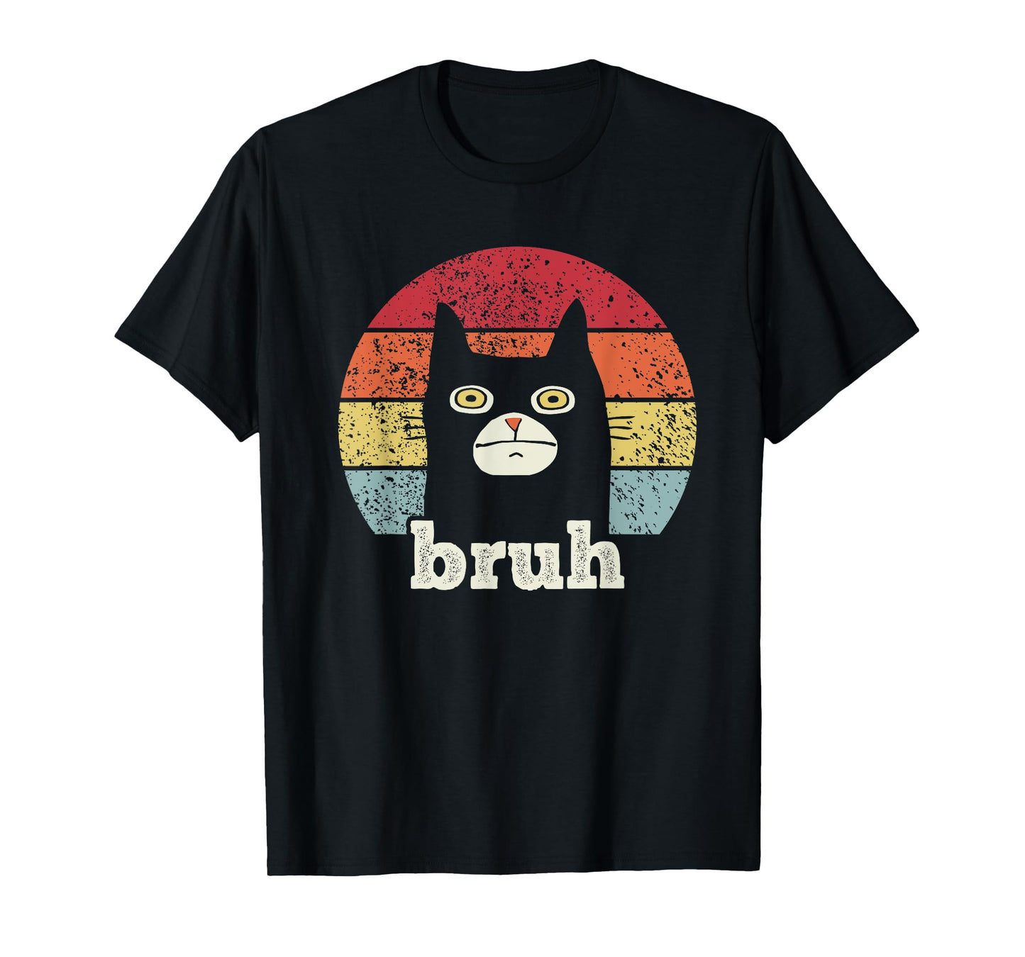 Funny Meme saying Bruh with Cat Greetings Teens Boys Men T-Shirt