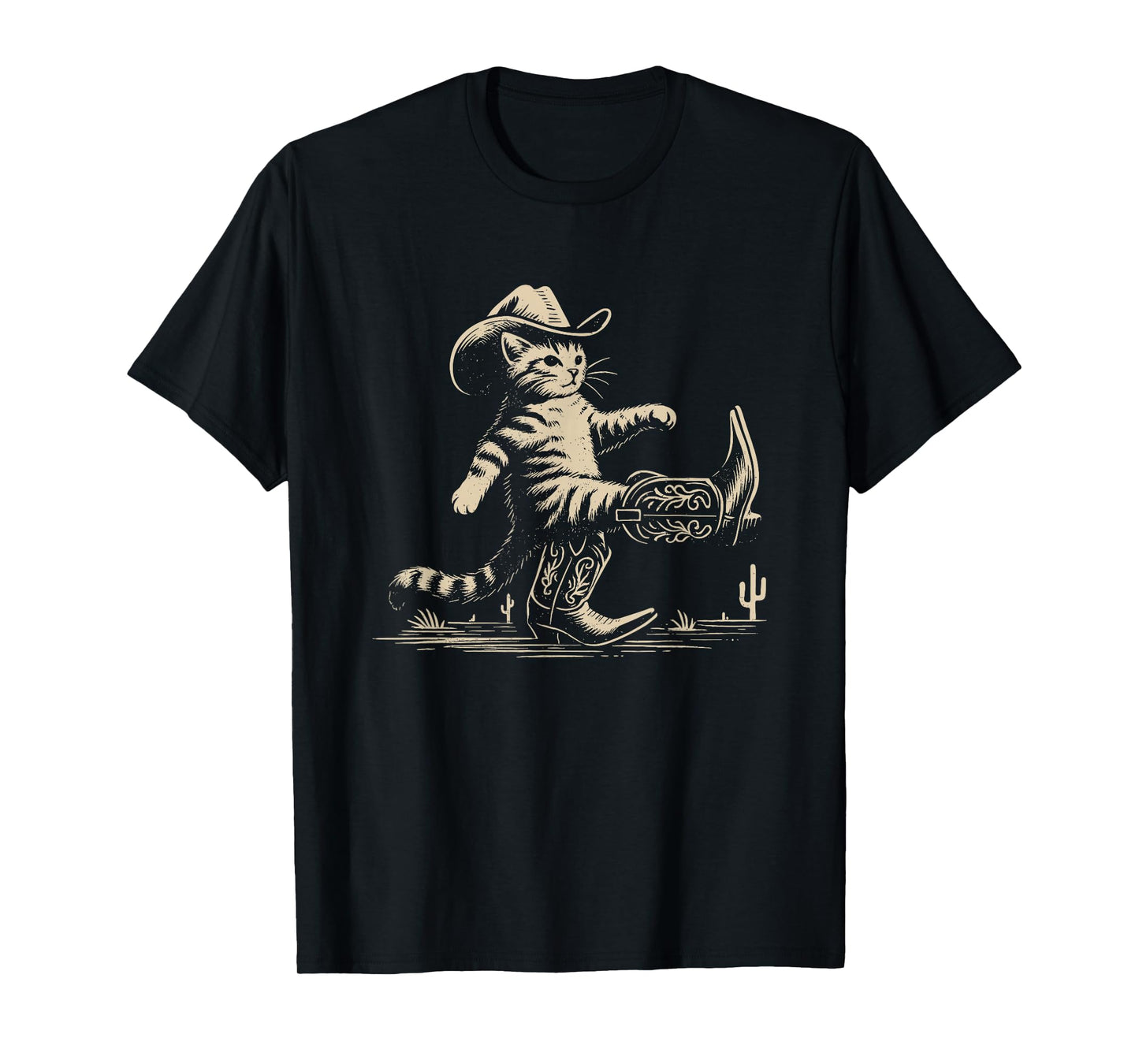 Funny Cowboy Boots Cat T-Shirt