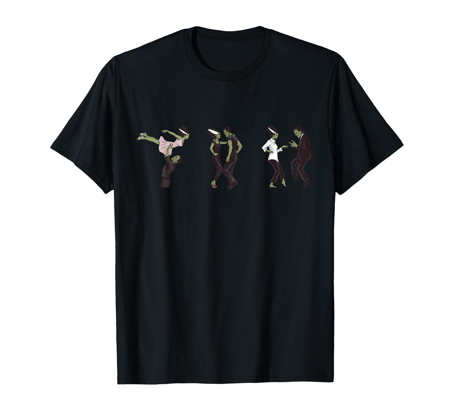 Funny Retro Frankenstein Monster and Bride Dancing Halloween T-Shirt