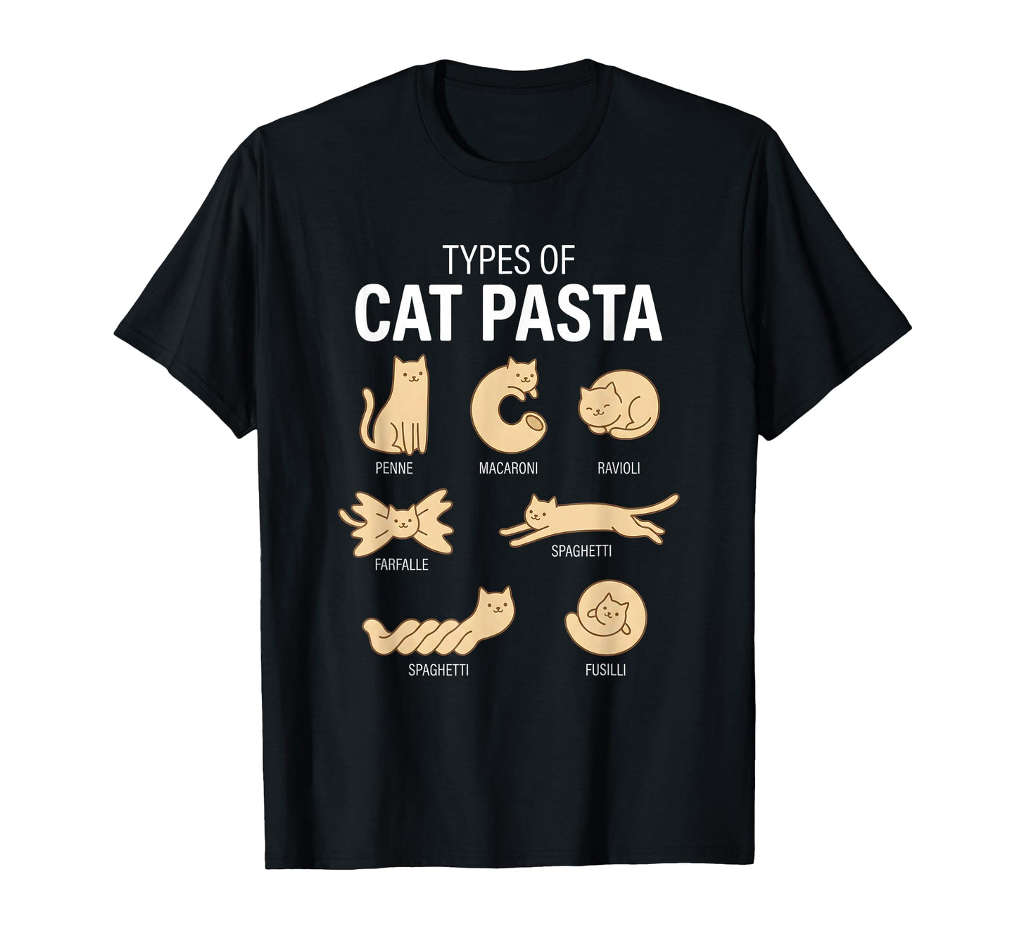 Funny Types of Cat Pasta Cute Kawaii Cat Lover Men Women T-Shirt