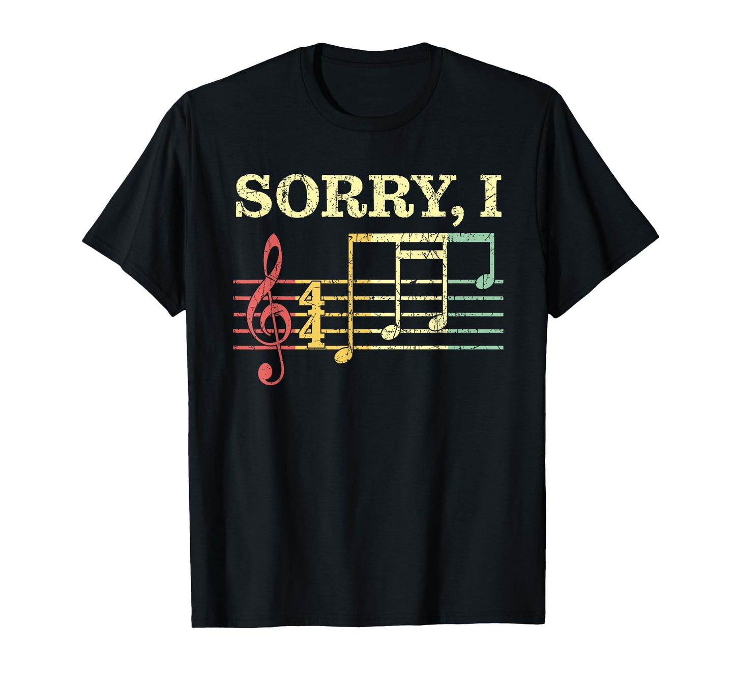 Sorry I-DGAF Funny Guitarist Musical Notes Hidden Message T-Shirt