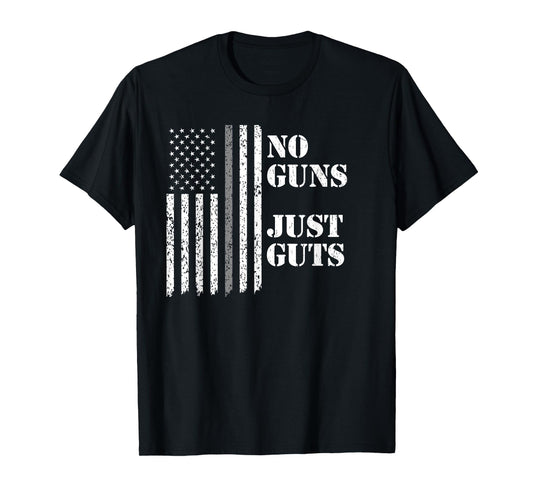 Corrections Officer Shirt, No Guns Just Guts, Gray Line T-Shirt