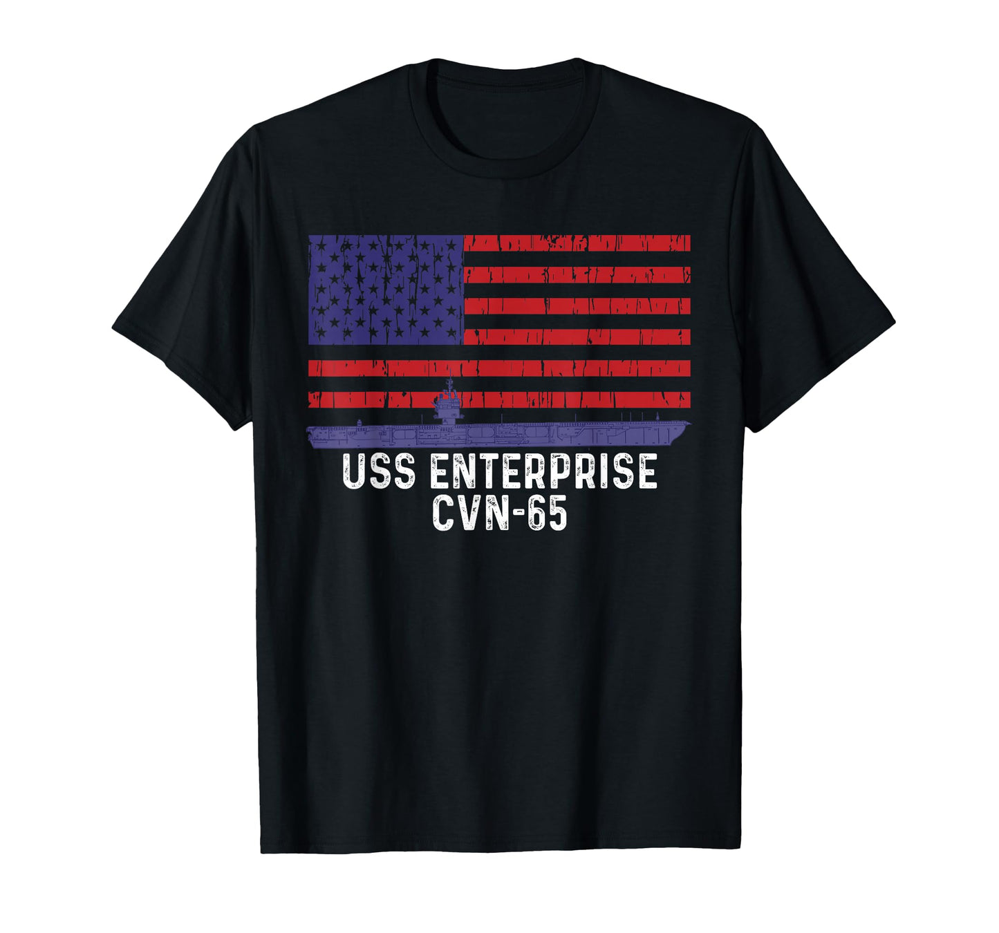 USS Enterprise CVN-65 Aircraft Carrier Vintage USA Flag T-Shirt