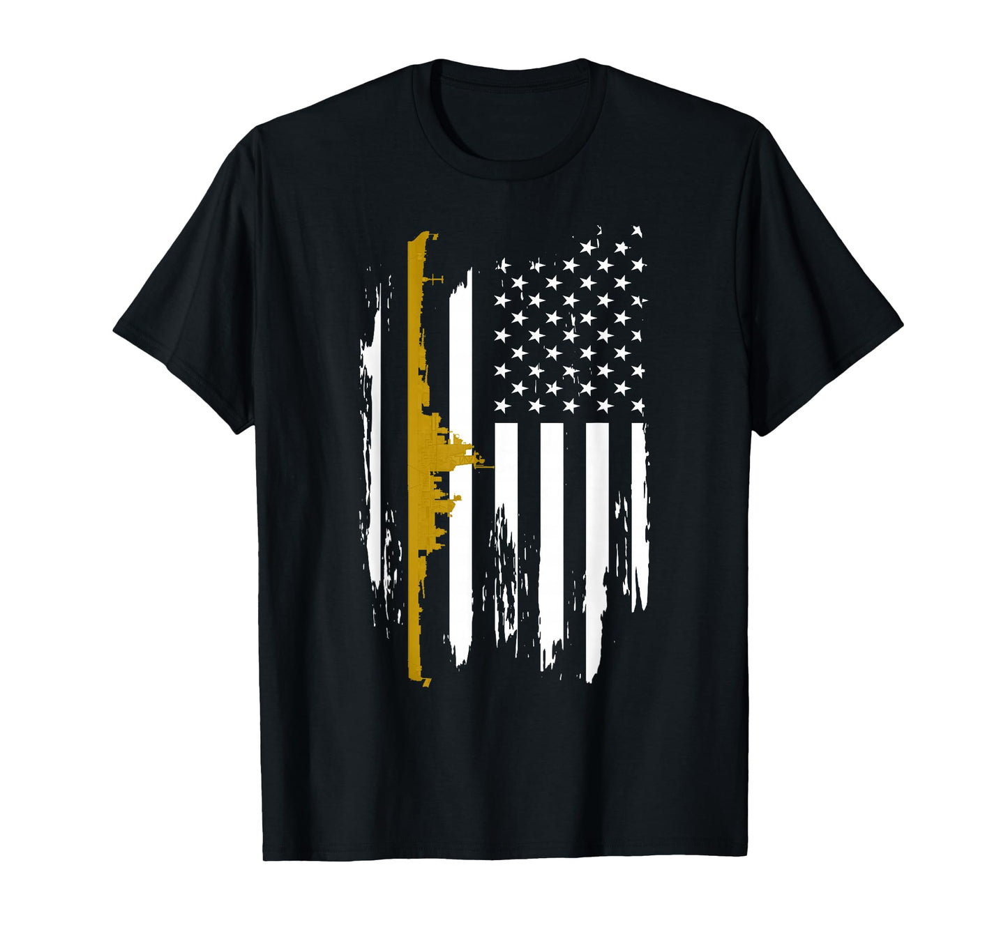 USS Wisconsin BB-64 Battleship Vintage American Flag Women Men T-Shirt