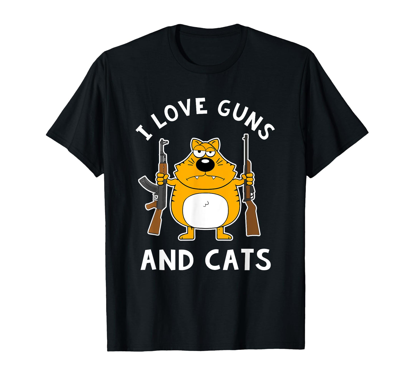 I Love Guns and Cats with AK-47 and a Shotgun 2nd Amendment T-Shirt