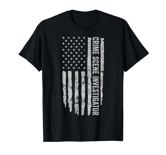 Crime Scene Investigator American Flag CSI Themed T-Shirt