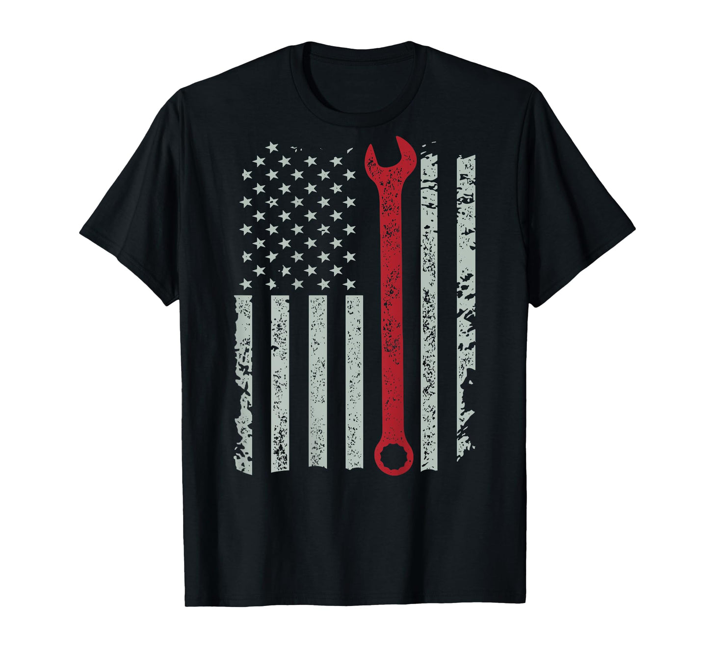 American flag mechanic wrench shirt patriotic design T-Shirt
