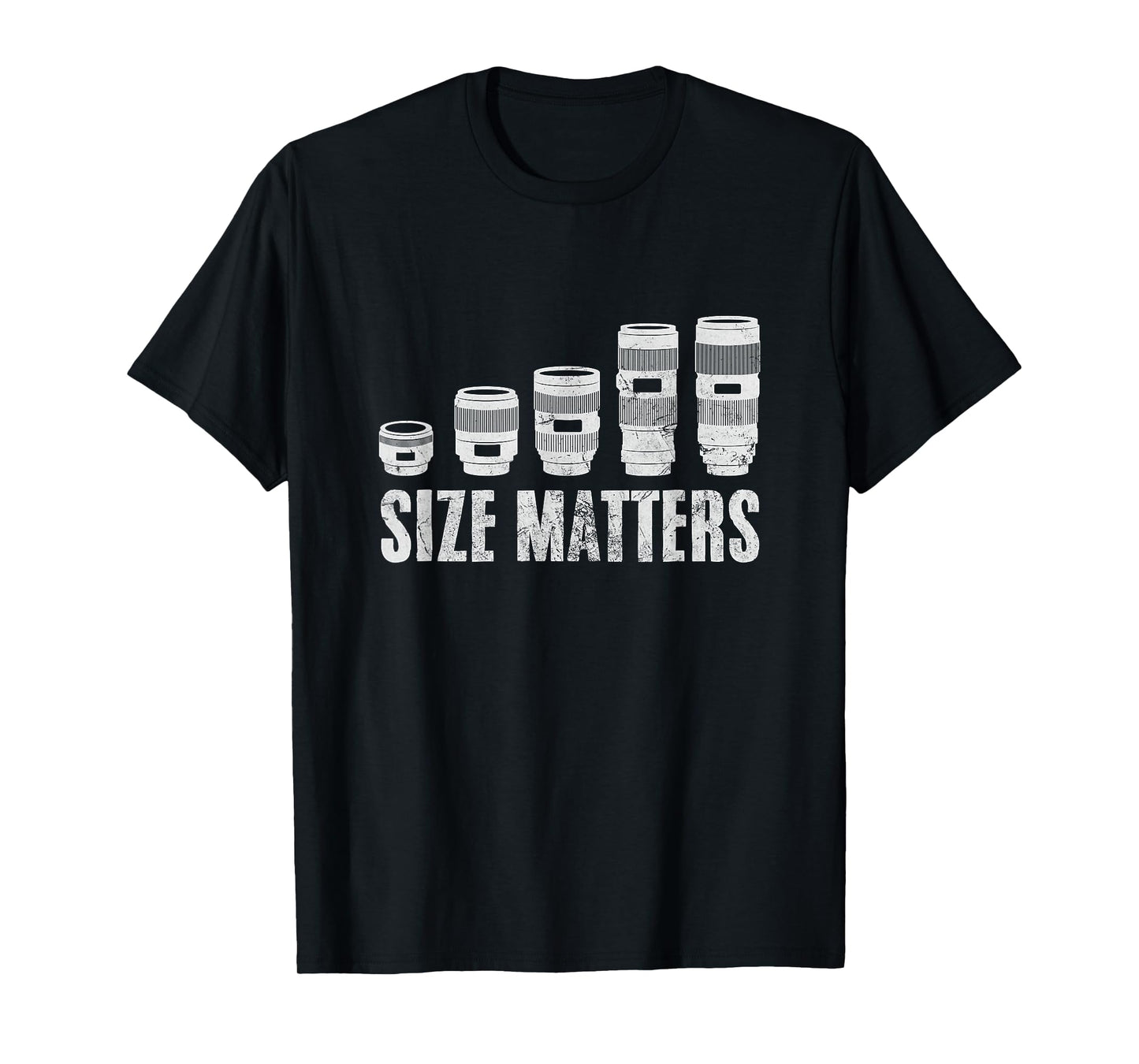 Photographer Size Matters Camera Lens Photography Distressed T-Shirt