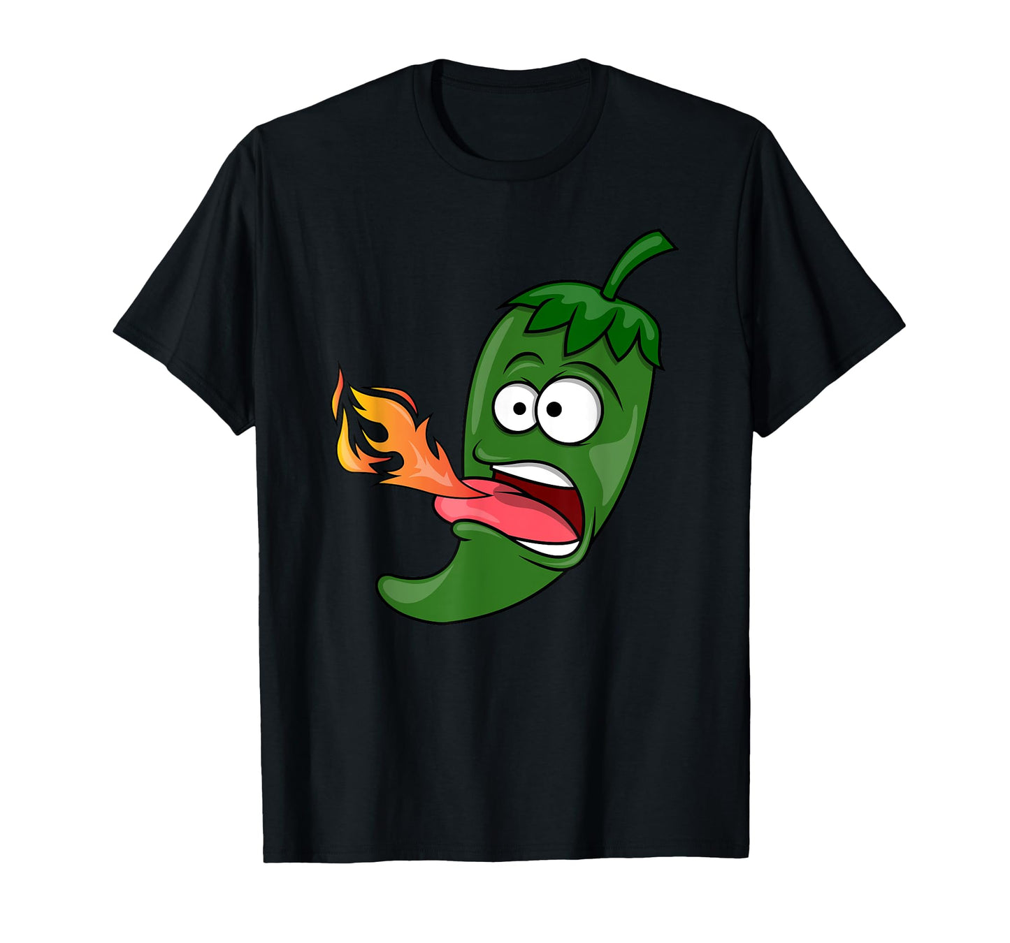 Chili Pepper Breathing Fire T-Shirt | Red Hot Funny Cartoon T-Shirt
