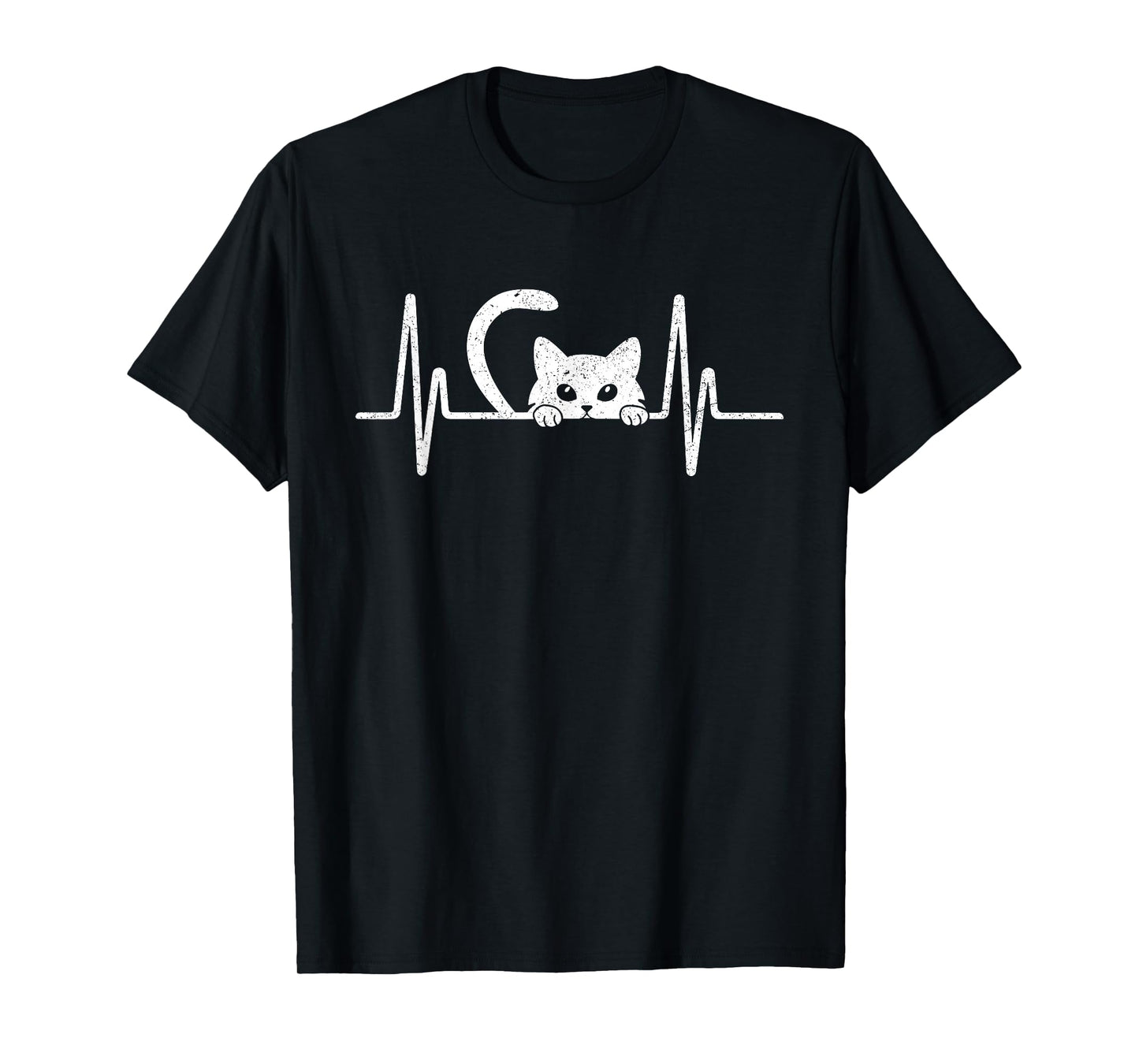 Cat Heartbeat Shirt Cute Kids Men Women Cat Lover Heart Beat T-Shirt