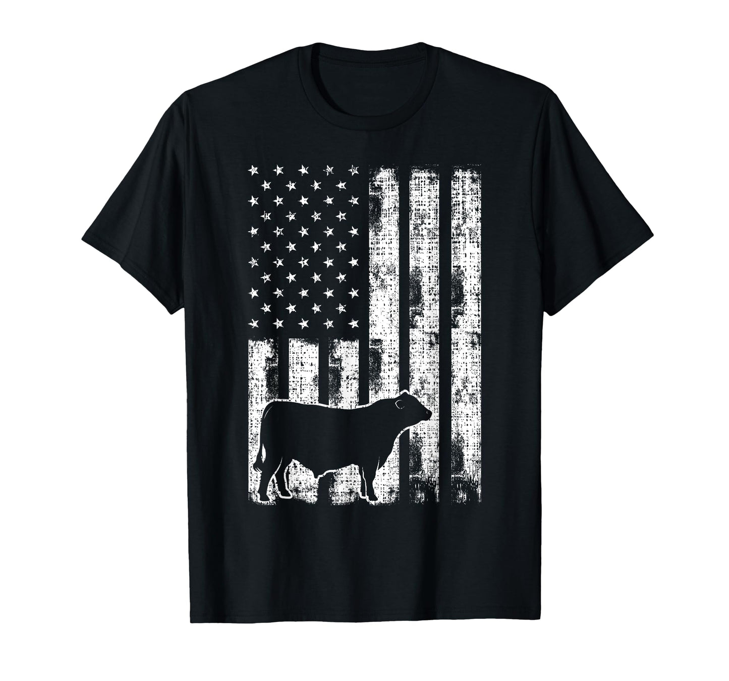 Vintage American Flag - USA Cow Black Angus Rancher T-Shirt