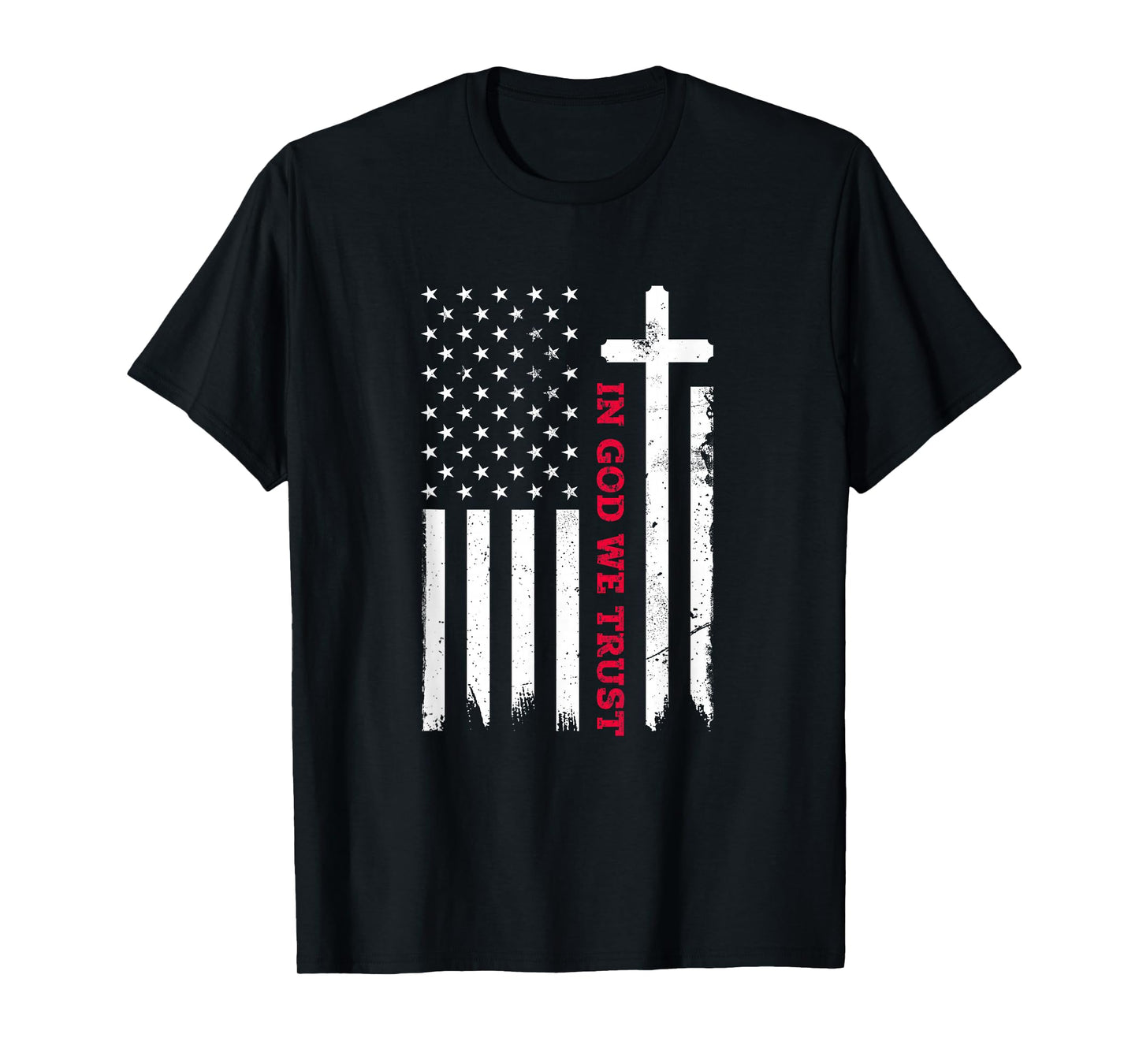 In God We Trust with Patriotic Vintage American Flag T-Shirt