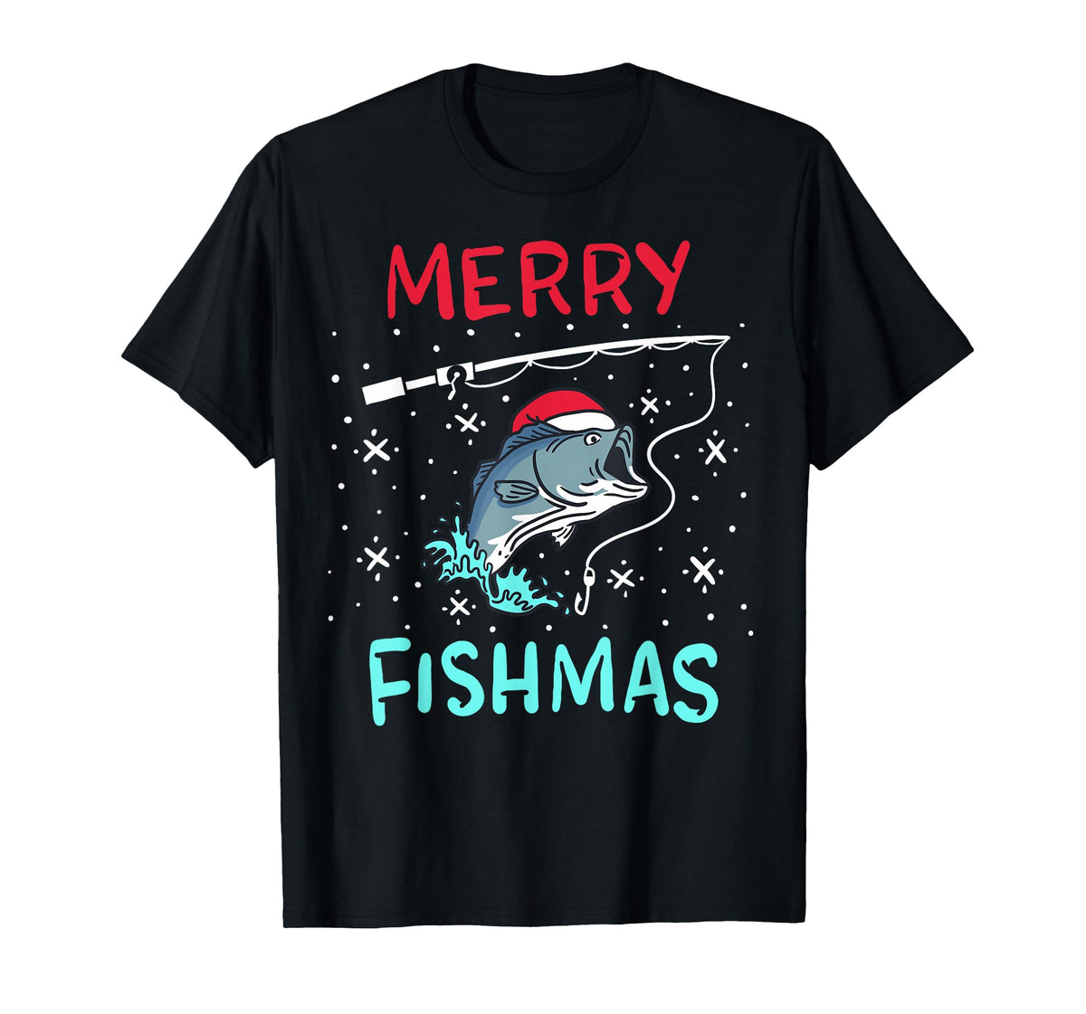 Merry Christmas Fishmas Funny Fishing Fish Gift Present T-Shirt
