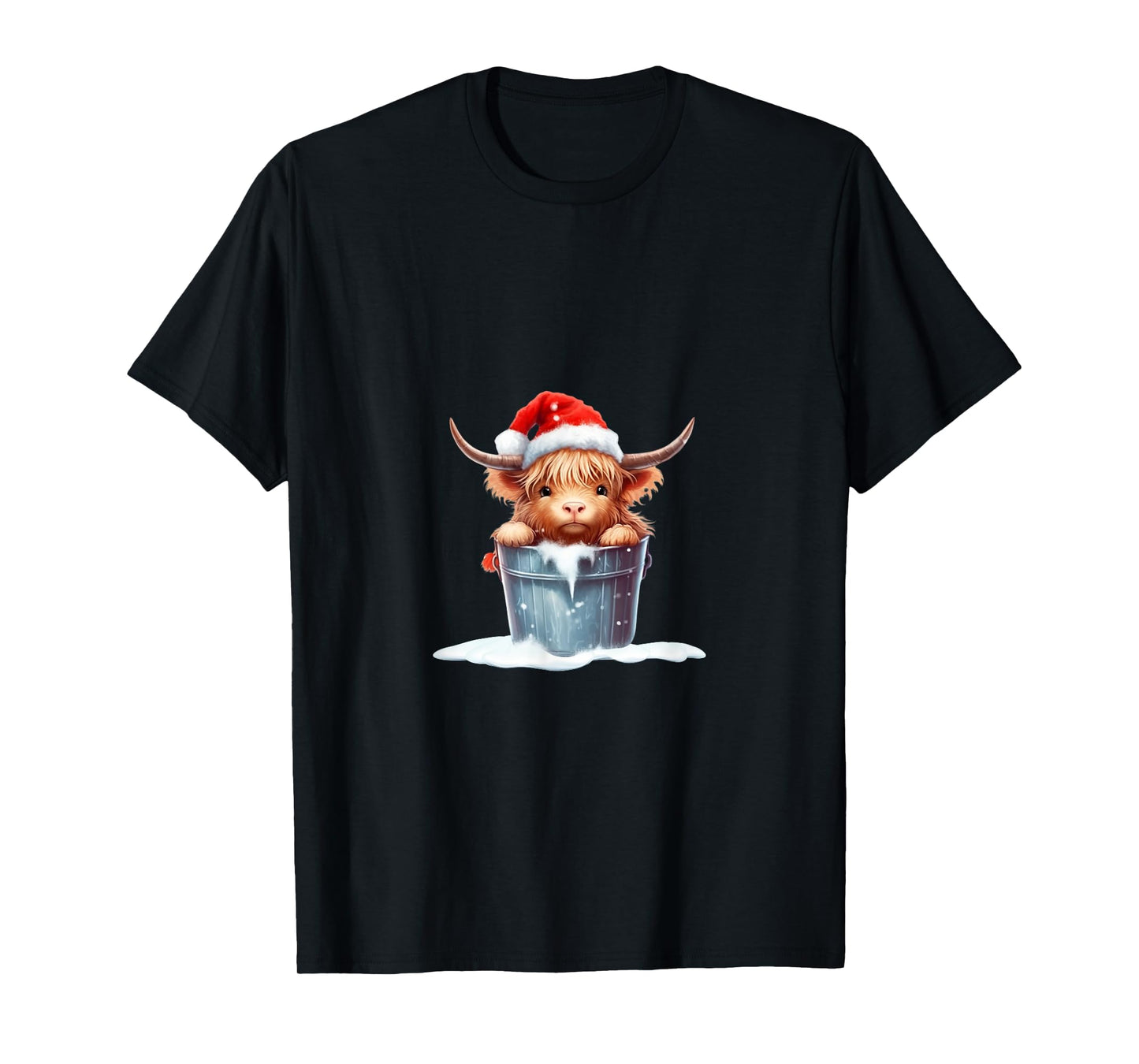 Cute Highland Cow in Santa Hat Country Heifer Farm Farmer T-Shirt