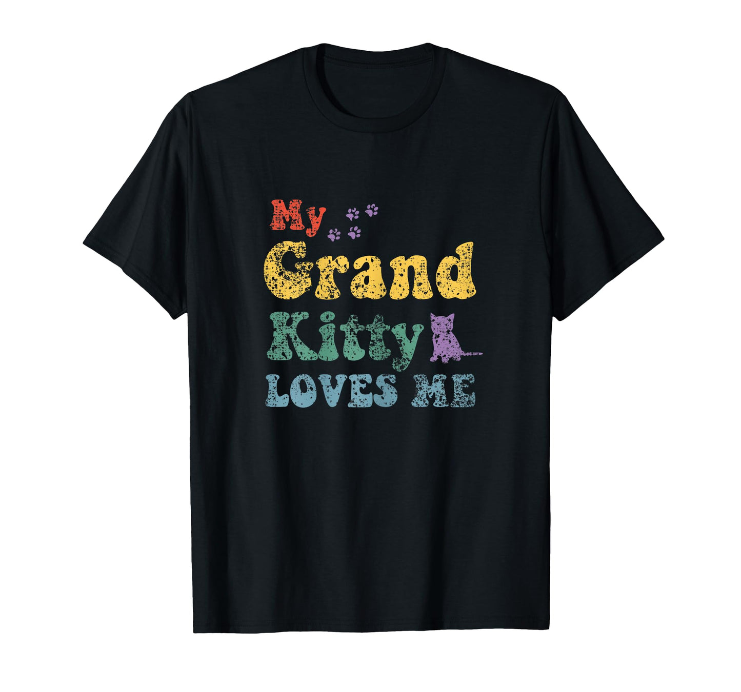 My Grandkitty Loves Me Grandma of Cat Kittens Retro Vintage T-Shirt for Women