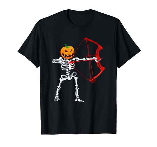 Skeleton Archery Halloween Pumpkin Bow Hunting T-Shirt