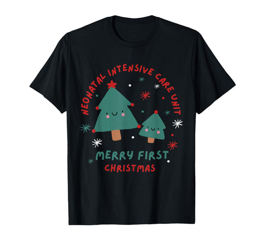 Cute Funny NICU Merry First Christmas Nurse Crew Squad Xmas T-Shirt