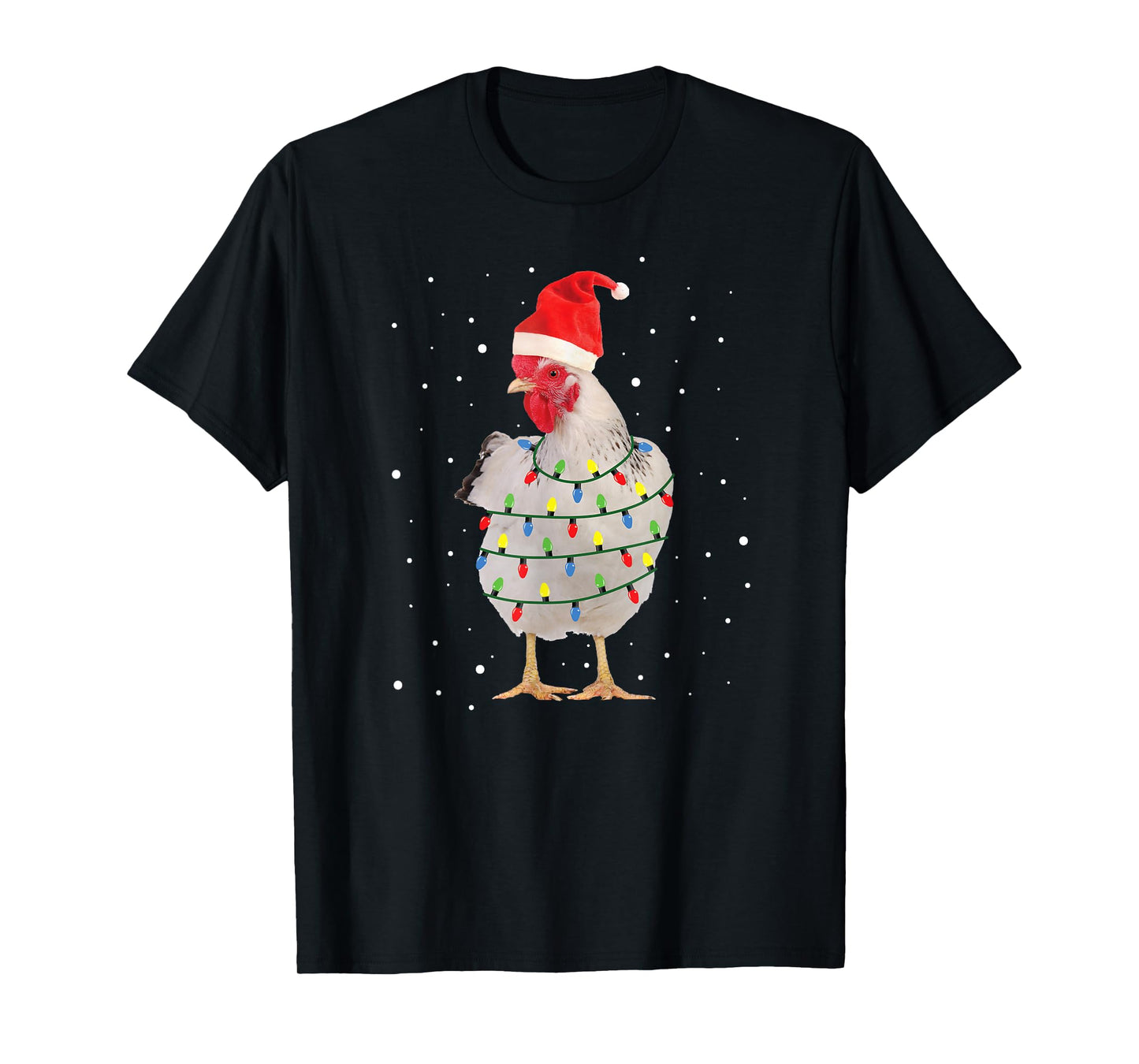 Chicken Christmas Chicken Santa Hat Lights T-Shirt