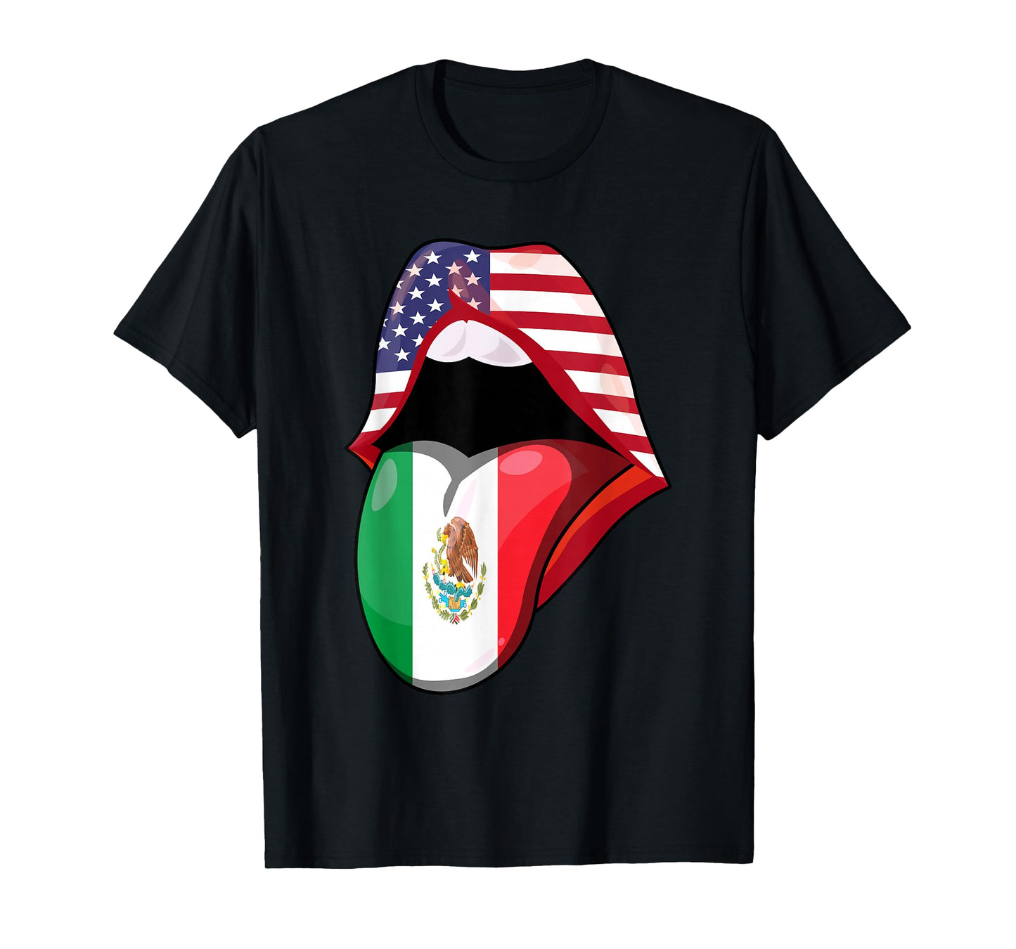 Mexican Women Roots American Grown Lips Flag USA Mexico T-Shirt