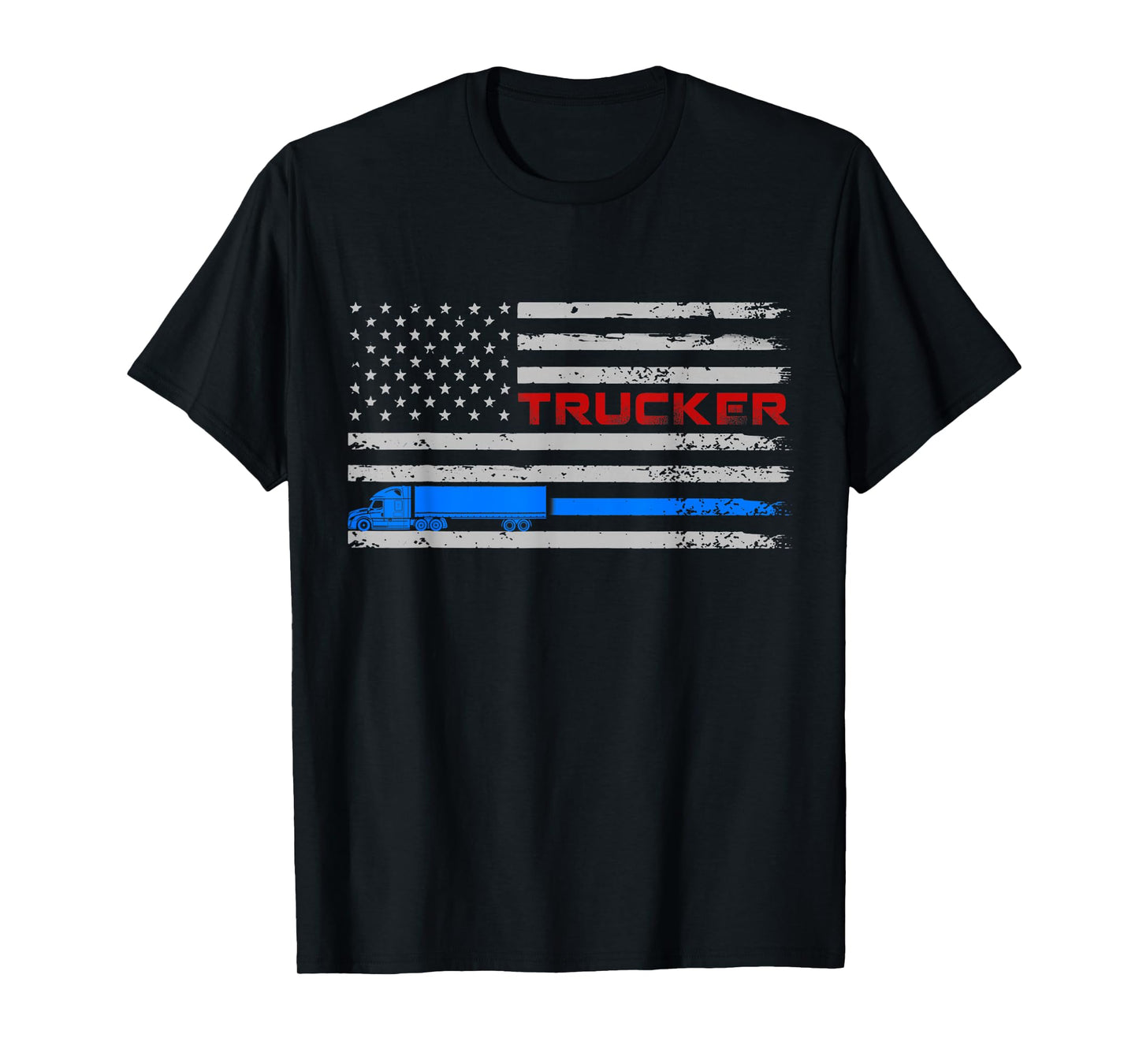 U.S American Flag Semi Truck Driver 18 Wheeler Trucker Gift T-Shirt for Women Men