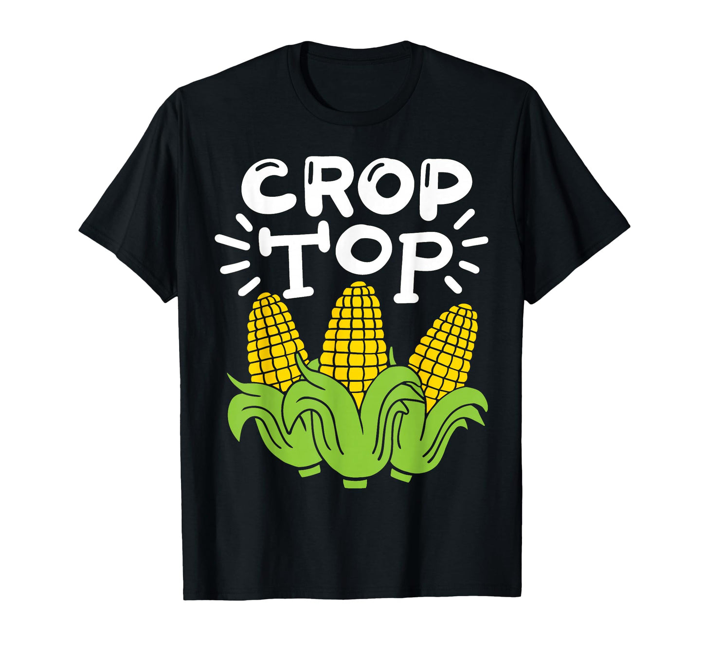 Corn Farm Farmer Co. Women's Black Cartoon Crop Top T-Shirt