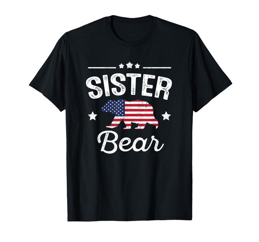 Sister Bear Patriotic Flag Matching 4th Of July T-shirt T-Shirt