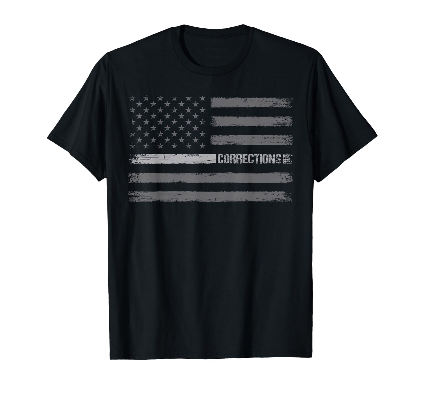 Corrections - Thin Silver Line Flag for Correctional Officer T-Shirt