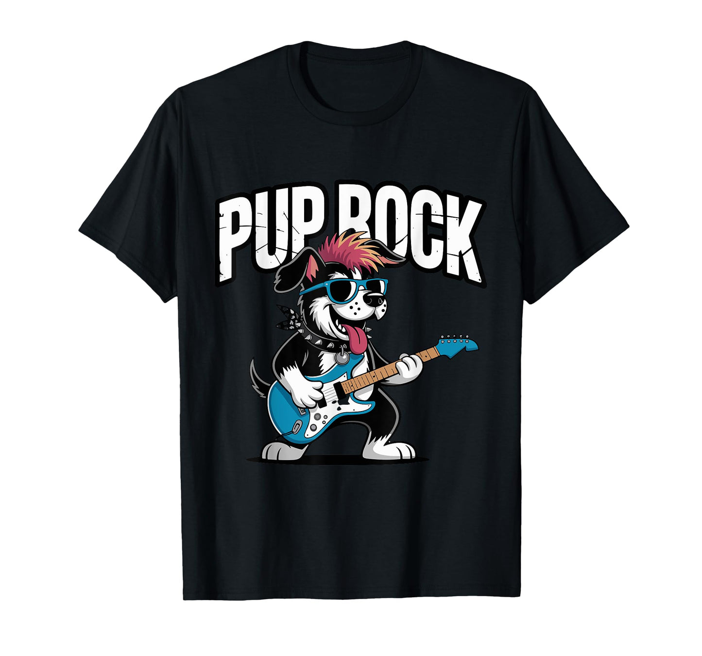 Pup Rock Dog Lover Guitar Fans Pun T-Shirt