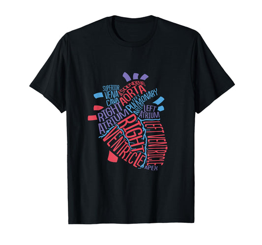 Anatomical Human Heart Cardiology Medical Cardiac Nurse T-Shirt