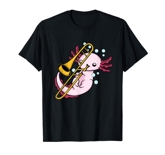 Axolotl Playing Trombone Kids Marching Band Trombone T-Shirt