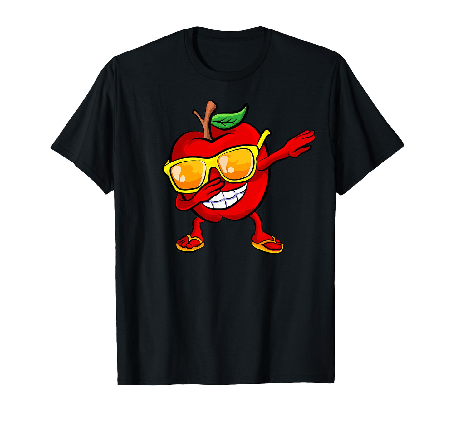 Dabbing Apple Sunglasses Design Green Apples Lovers T-Shirt