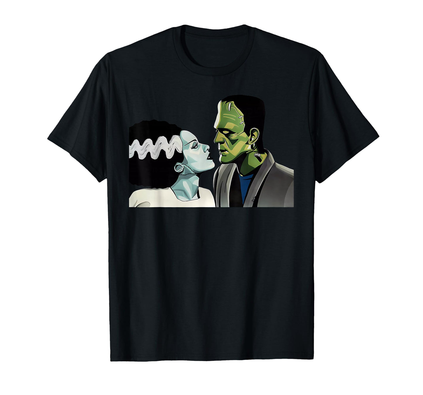 Funny Frankenstein Monster And Bride Halloween Romantic Kiss T-Shirt