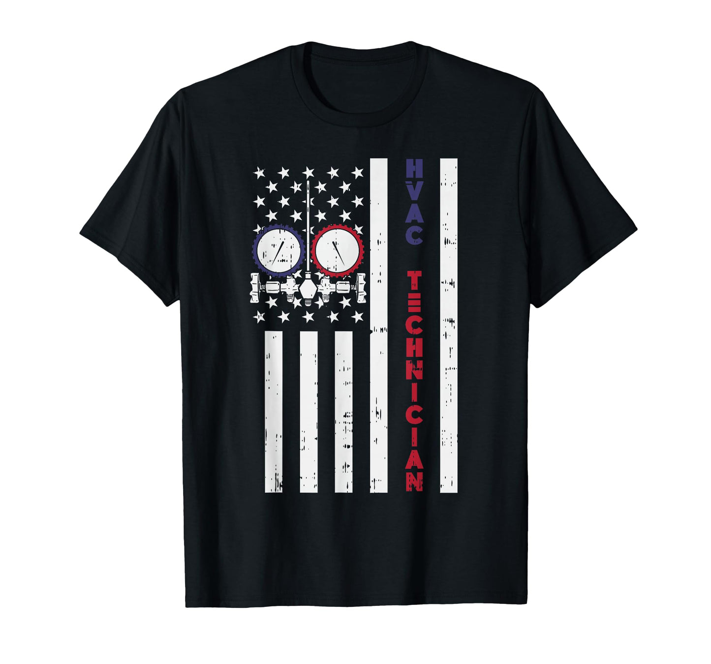 Vintage American Flag HVAC Technician - Proud USA HVAC Tech T-Shirt