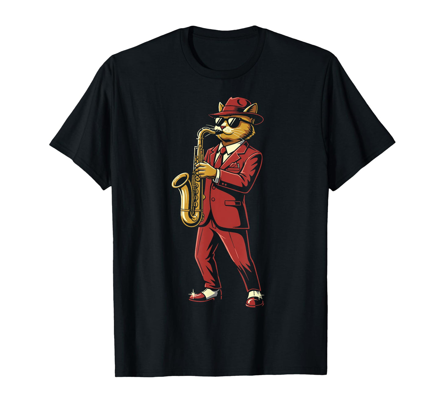 Cool Jazz Cat Saxophonist Cat Jazz Lover Funny Cat Musician T-Shirt