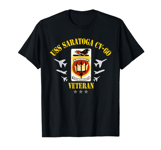 USS Saratoga CV-60 Aircraft Carrier Veteran Patriotic Mens T-Shirt