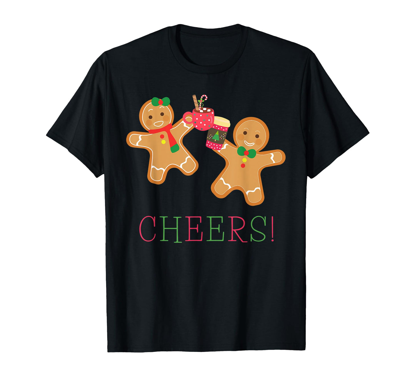 Cheers Gingerbread Man and Woman Hot Chocolate Coffee T-Shirt