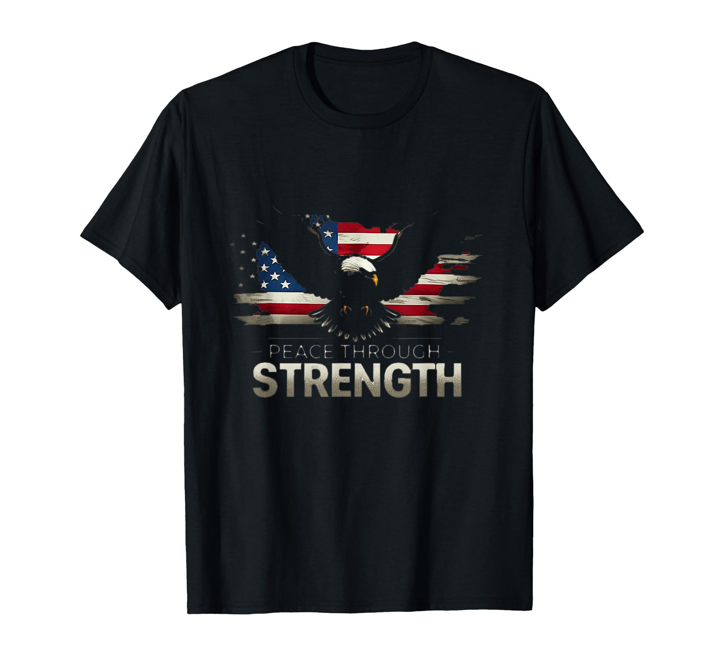 Peace Through Strength Distressed Flag USA Graphic T-Shirt