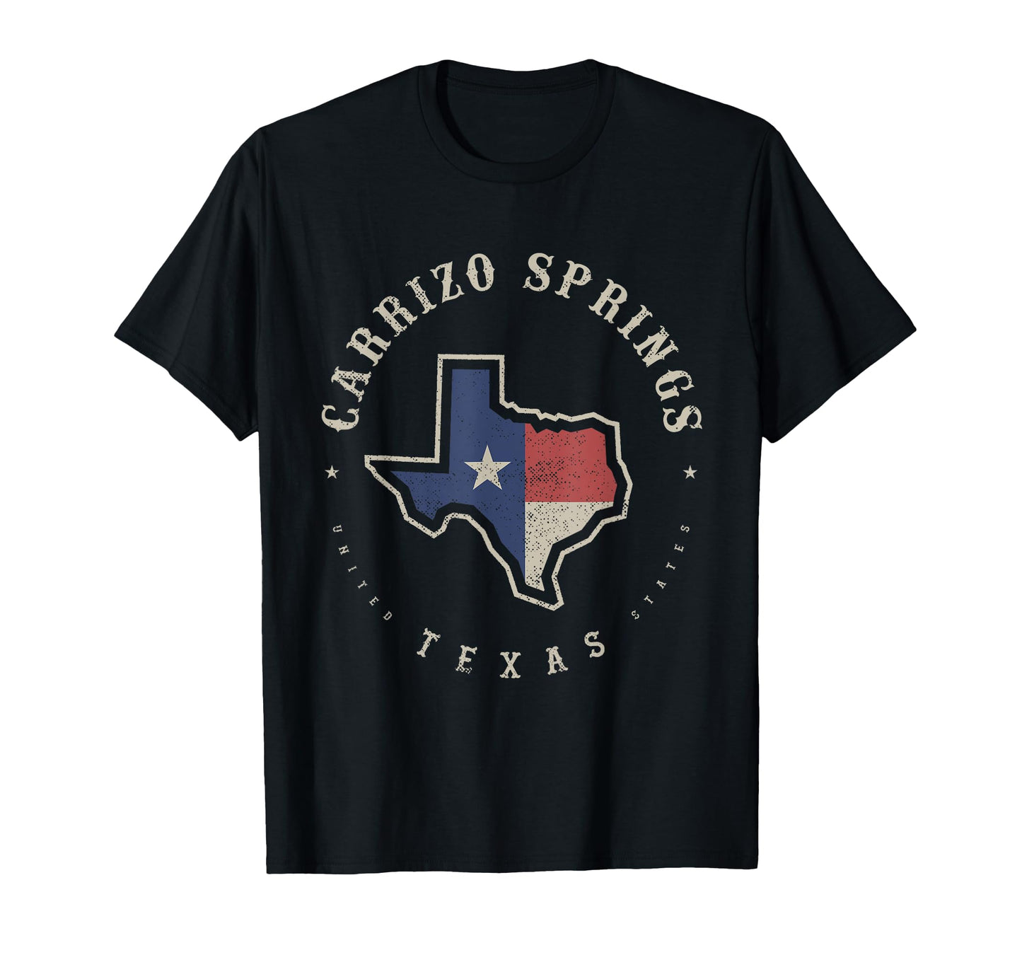 Vintage Carrizo Springs Texas State Flag Map Souvenir Gift T-Shirt