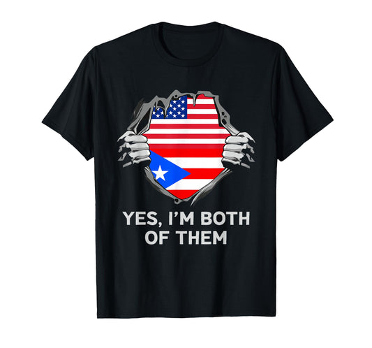 Half American Half Puerto Rican USA Puerto Rico Flag T-Shirt