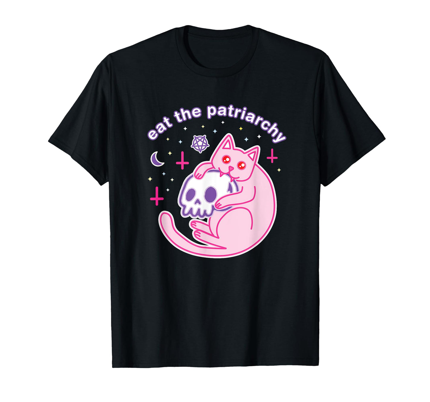 Feminist Witch Kawaii Pastel Goth Cat Eat the Patriarchy Men Women T-Shirt