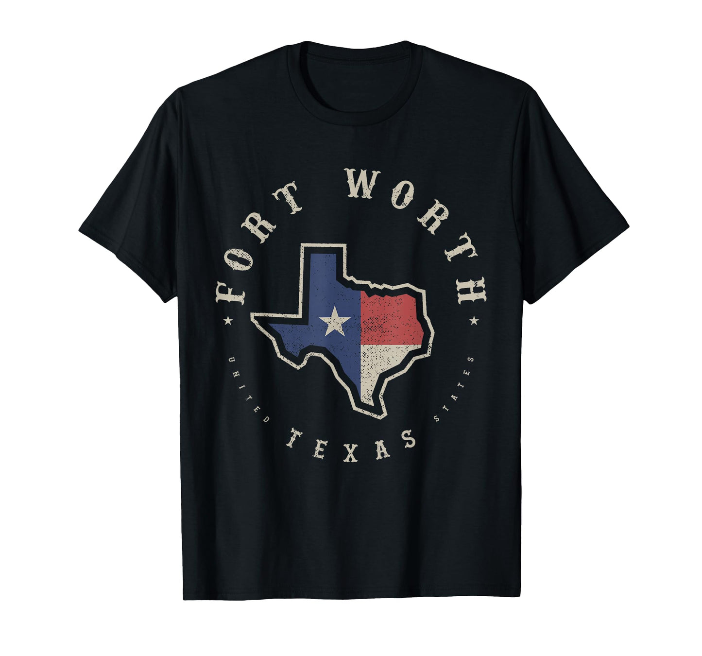 Vintage Fort Worth Texas State Flag Map Souvenir Gift T-Shirt
