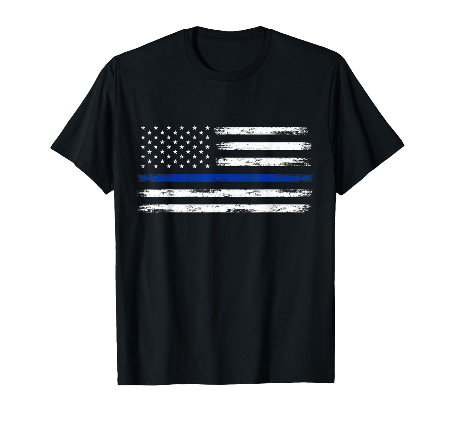 Police Officer US USA American Flag Thin Blue Line T-Shirt