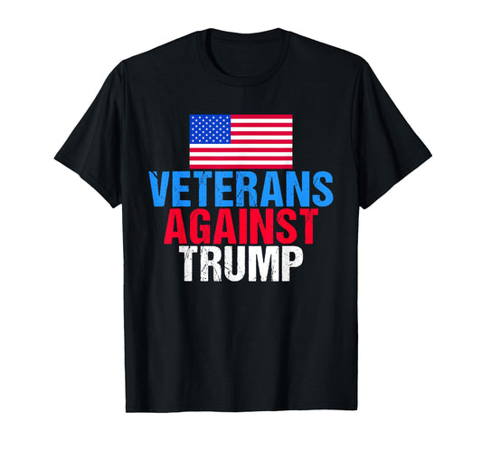 Veterans Against Trump American Flag Vintage Patriot Saying T-Shirt