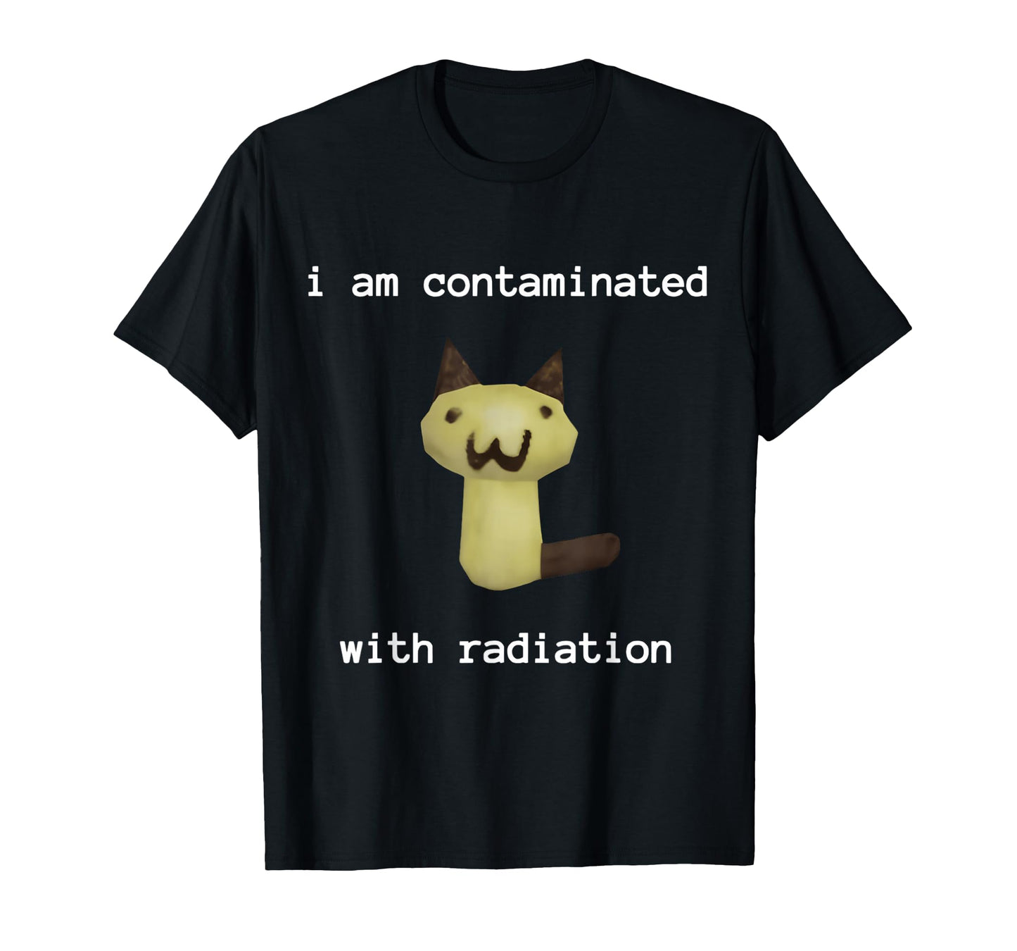 I Am Contaminated with Radiation FUNNY Unisex T-Shirt, Black, Small, Short Sleeve, Classic Fit, Polyester, Cartoon, Vintage, Unique Humorous Theme, Festive Design