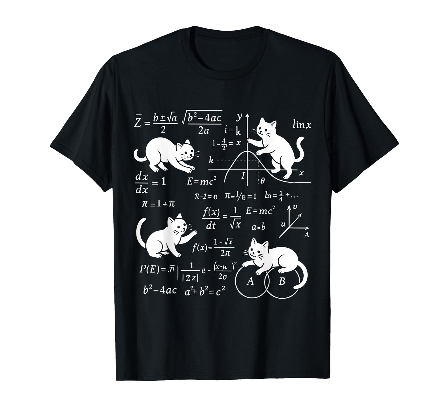 Cats And Math Lover Funny Cat Lover Science Teacher Student T-Shirt